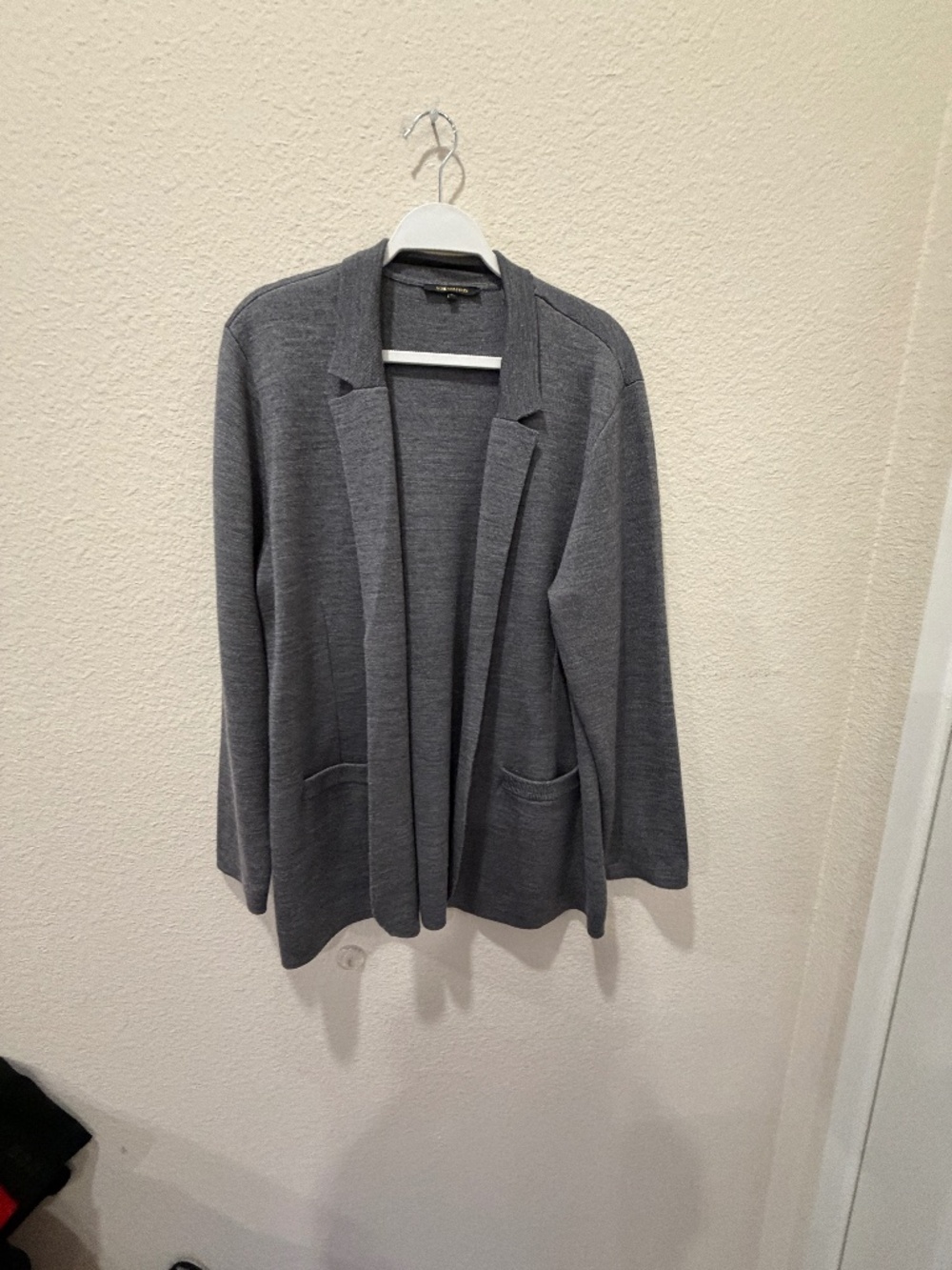 Ladies Kobi Halperin Grey Sweater Blazer with collar & pockets size XL-Like New